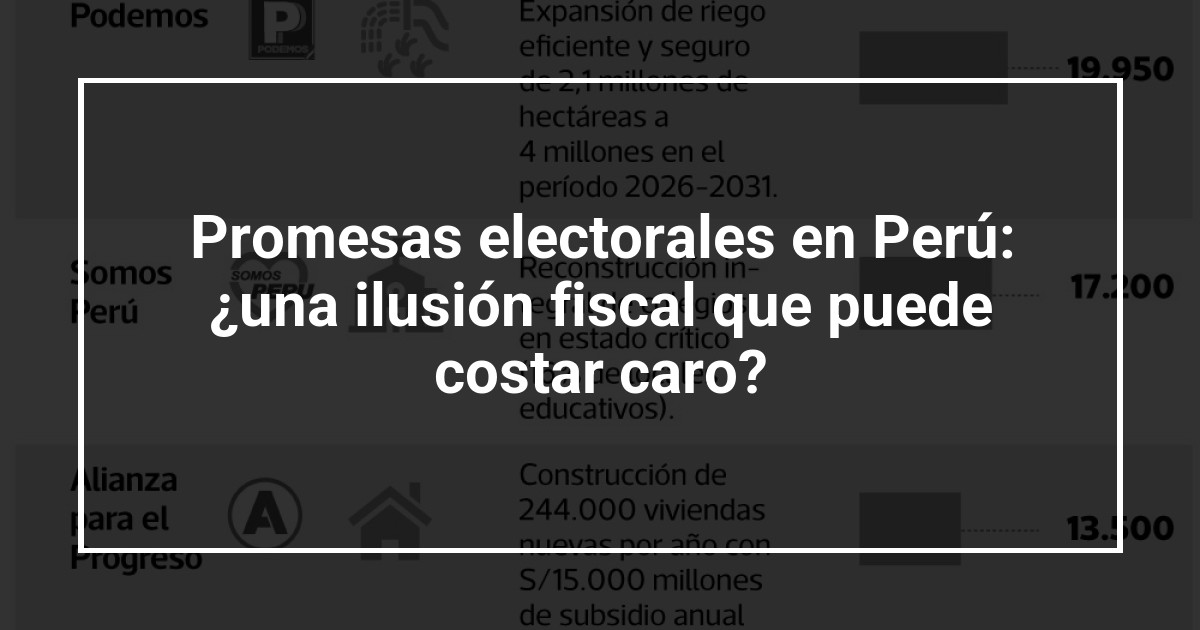 Promesas electorales en Perú: ¿una ilusión fiscal que puede costar caro?