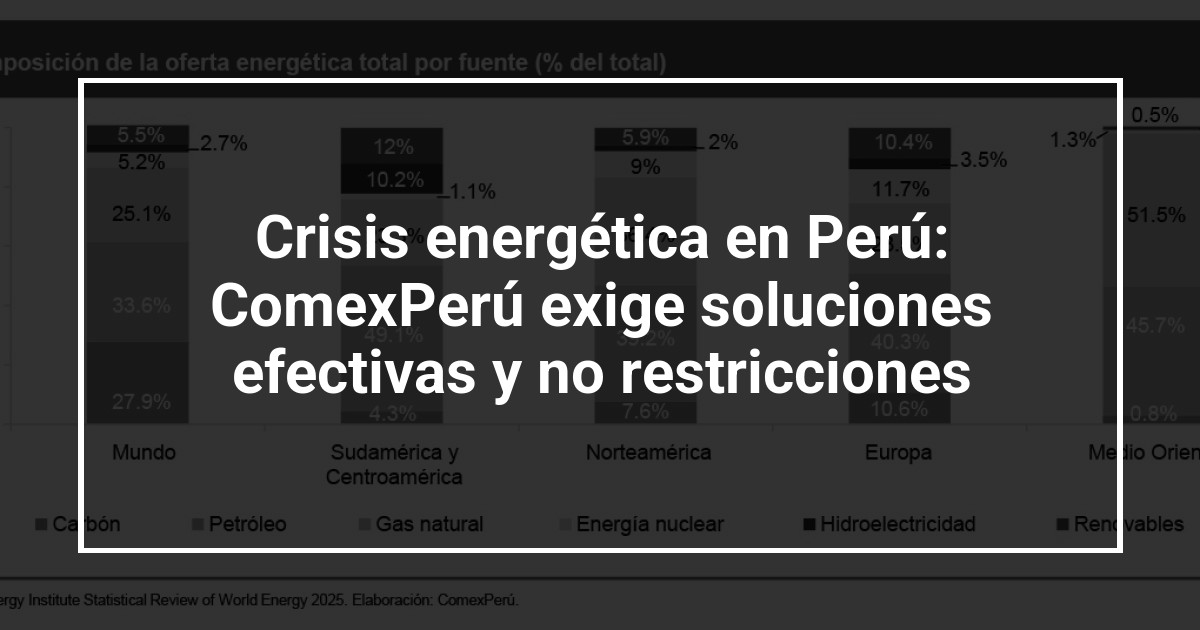 Crisis energética en Perú: ComexPerú exige soluciones efectivas y no restricciones