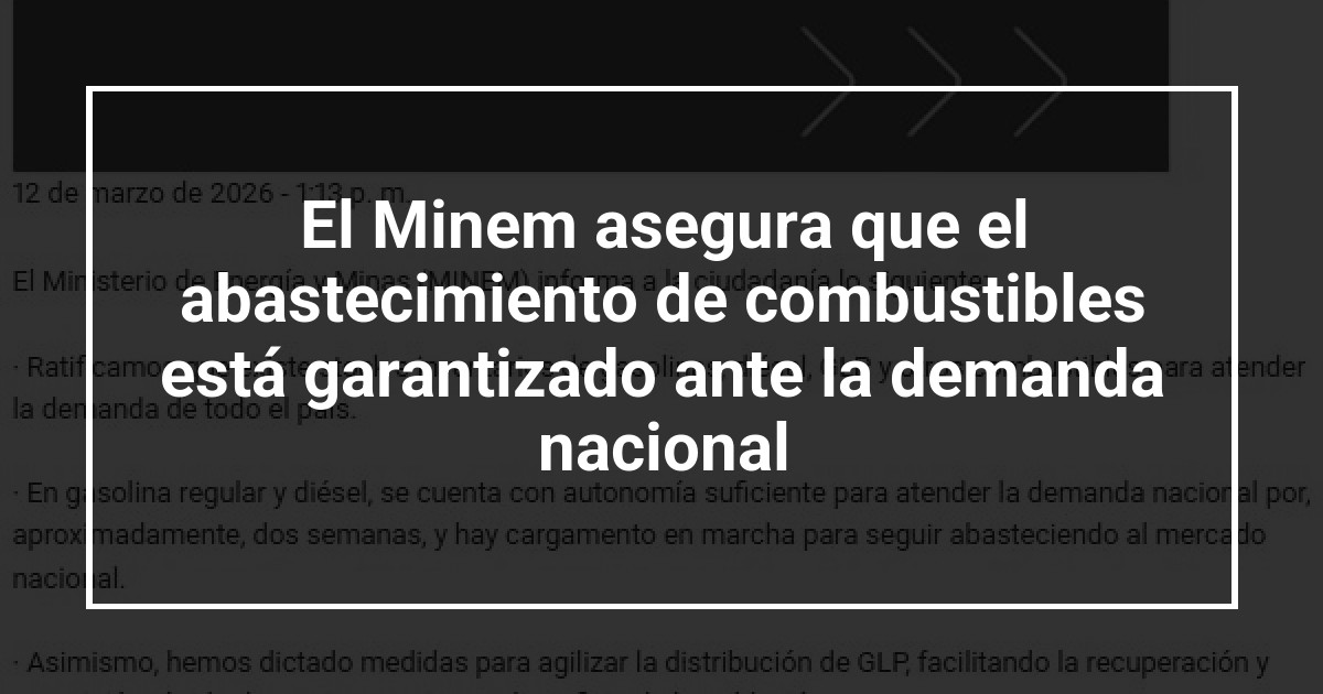 El Minem asegura que el abastecimiento de combustibles está garantizado ante la demanda nacional