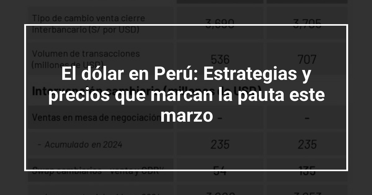 El dólar en Perú: Estrategias y precios que marcan la pauta este marzo