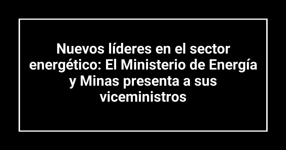 Nuevos líderes en el sector energético: El Ministerio de Energía y Minas presenta a sus viceministros